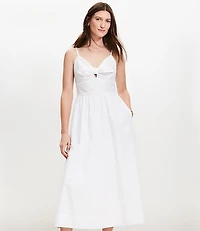 Tie Poplin Midi Pocket Dress