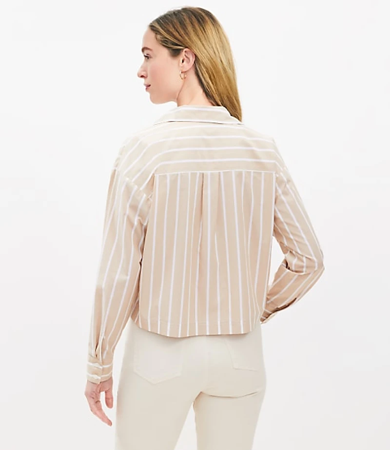 Petite Striped Poplin Wide Sleeve Modern Utility Shirt