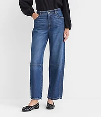 High Rise Barrel Jeans Dark Wash