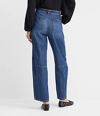 High Rise Barrel Jeans Dark Wash