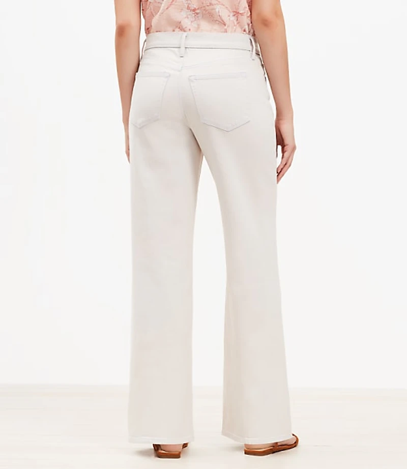 Mid Rise Wide Leg Jeans Washed Pink