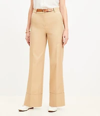Petite Faux Leather Belted Stovepipe Pants Twill