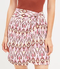 Ikat Linen Blend Twist Sarong Mini Skirt