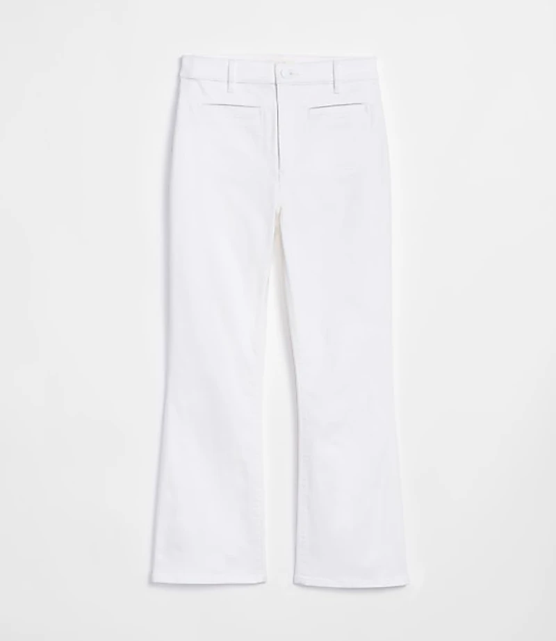 Rivete Tall Curvy Welt Pocket High Rise Kick Crop Jeans White