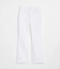 Rivete Tall Curvy Welt Pocket High Rise Kick Crop Jeans White