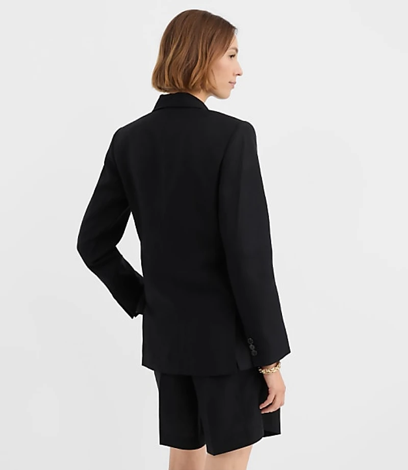 Tall Linen Blend Tie Waist Modern Blazer