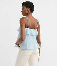 Petite Textured Tie Back Ruffle Strappy Cami