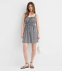 Gingham Smocked Mini Pocket Dress