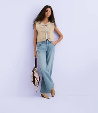 Tie Denim Vest in Washed Neutral
