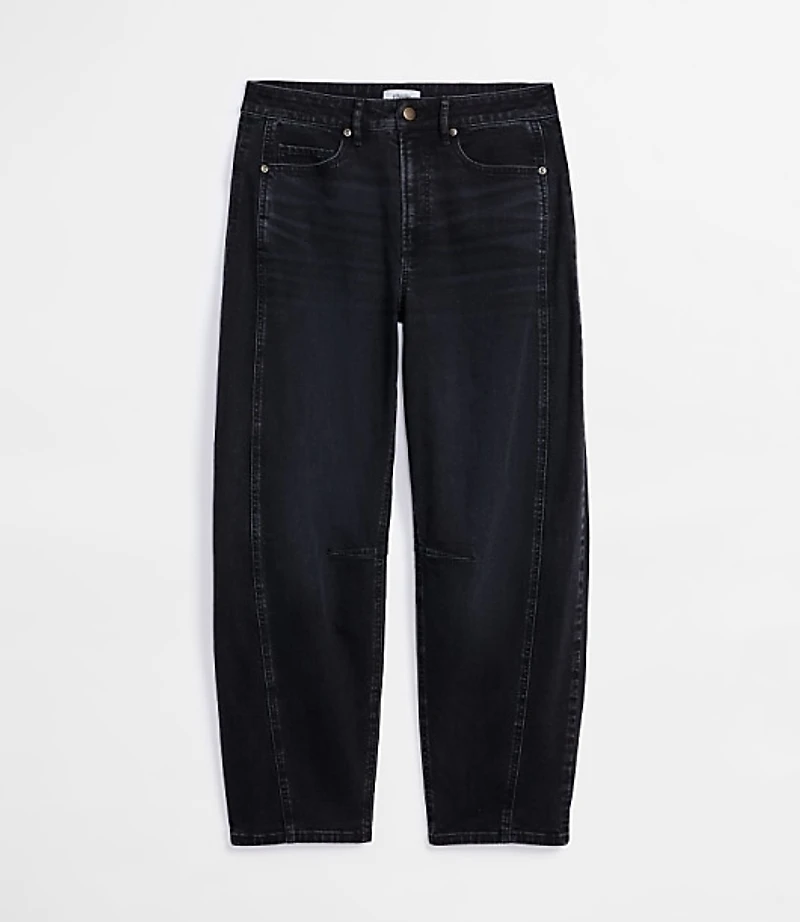Rivete Curvy Seamed High Rise Barrel Jeans Noir Wash