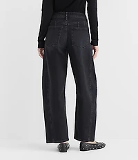 Rivete Seamed High Rise Barrel Jeans Noir Wash