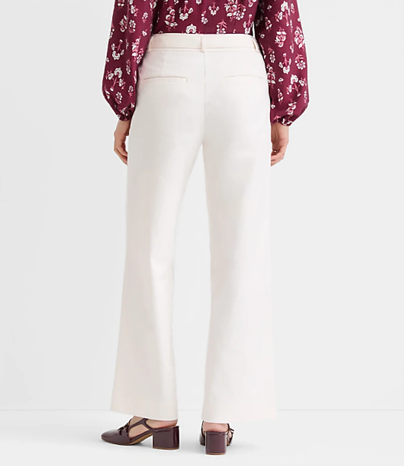 Petite Curvy Belted Palmer Wide Leg Pants Pique