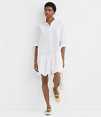 Petite Poplin Bubble Hem Mini Pocket Shirtdress