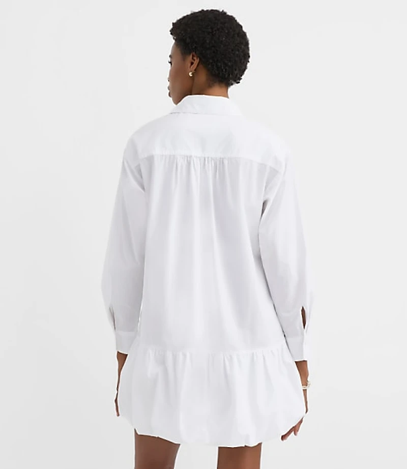 Petite Poplin Bubble Hem Mini Pocket Shirtdress