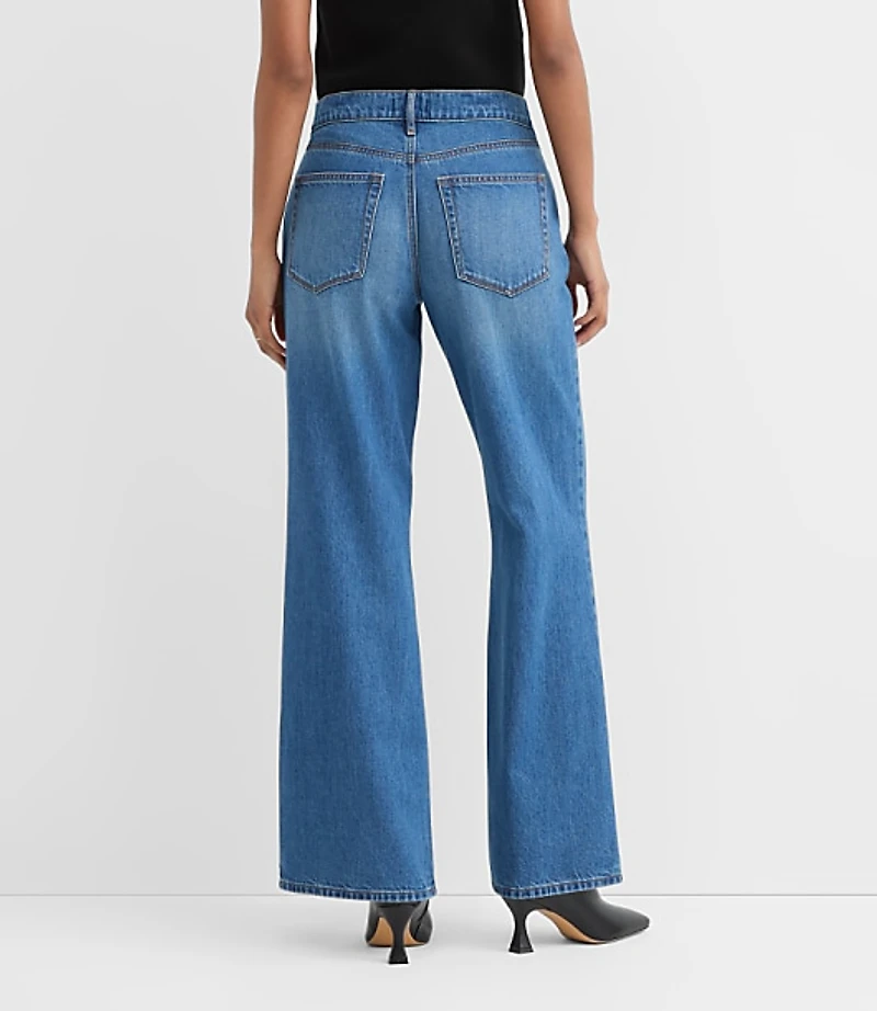Rivete Tall Curvy Mid Rise Wide Leg Jeans Vintage Dark Wash