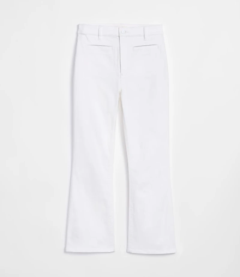 Rivete Curvy Welt Pocket High Rise Kick Crop Jeans White