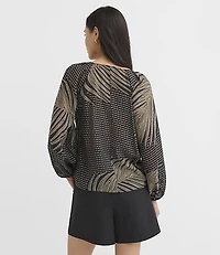 Palm Pleated V-Neck Blouse