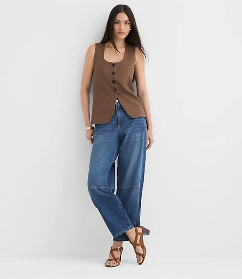 Petite Twill Tie Back Vest Top