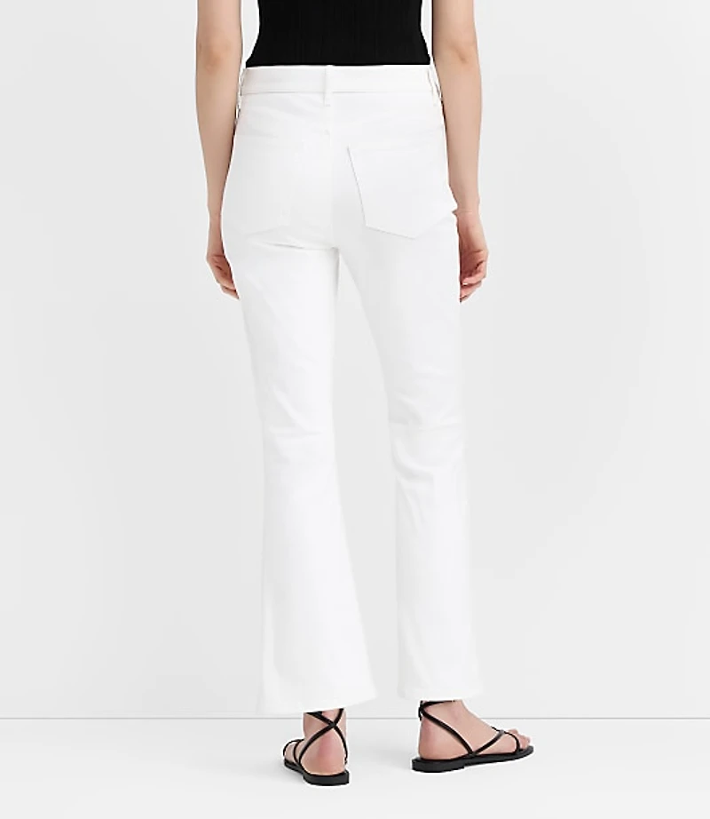Rivete Petite Curvy Welt Pocket High Rise Kick Crop Jeans White