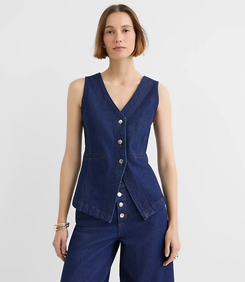 Petite Denim Vest Classic Rinse Wash