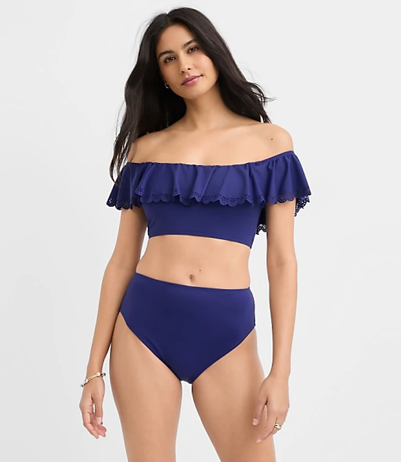 LOFT Beach Eyelet Ruffle Bikini Top