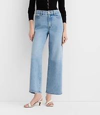 Rivete Tall High Rise Wide Leg Crop Jeans Mid Wash
