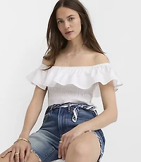 Poplin Smocked Off The Shoulder Top