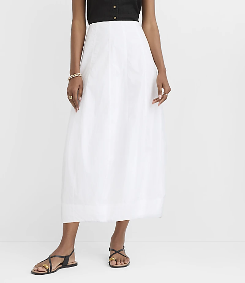 Seamed Poplin Midi Pocket Skirt
