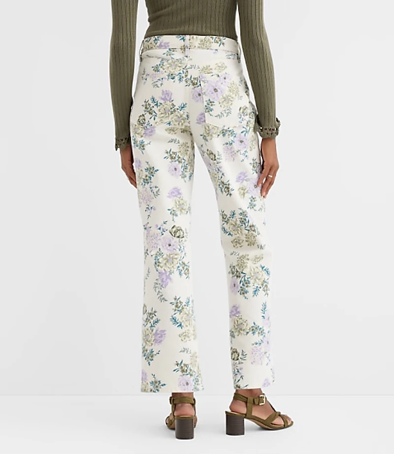 High Rise Straight Jeans in Floral