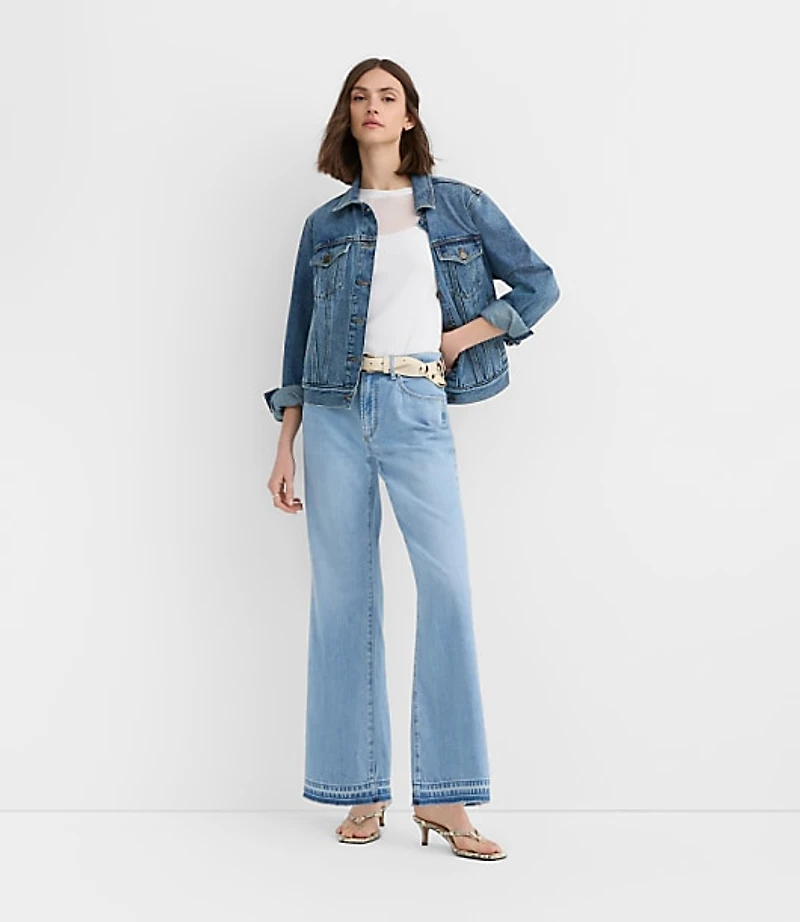 Rivete Tall Unpicked Mid Rise Wide Leg Jeans Vintage Light Wash