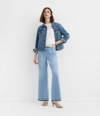 Rivete Tall Unpicked Mid Rise Wide Leg Jeans Vintage Light Wash