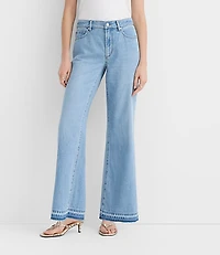 Rivete Tall Unpicked Mid Rise Wide Leg Jeans Vintage Light Wash