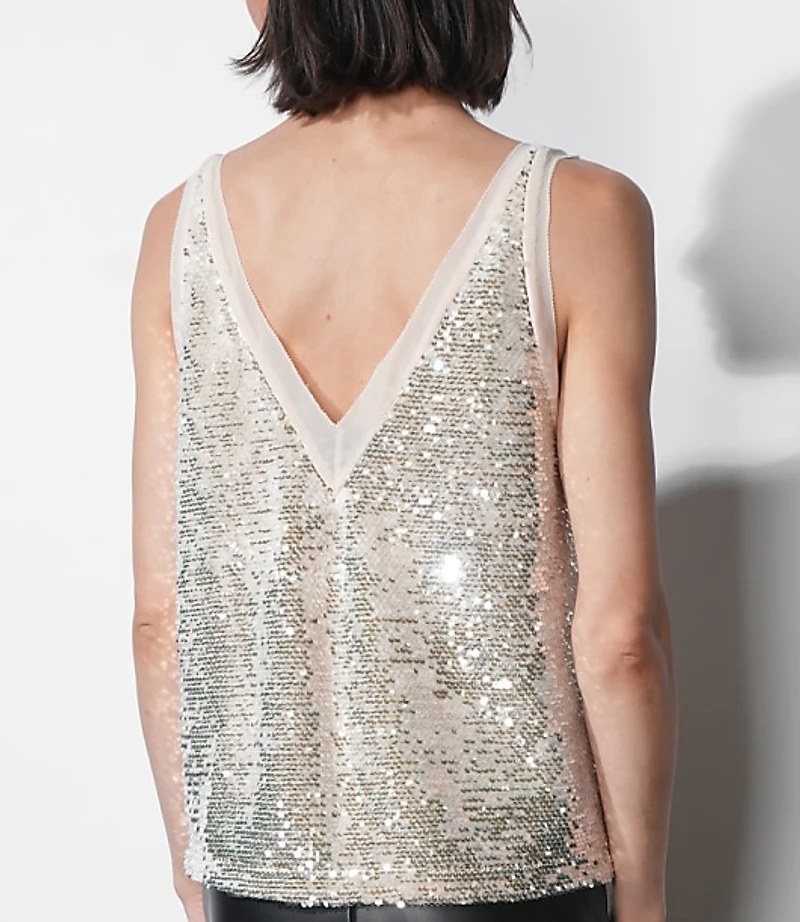 Greylin Ivy V-Neck Velvet Sequin Top