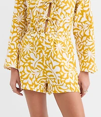 Petite LOFT Beach Palm Ruffle Gauze Shorts