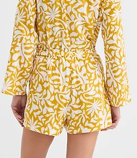 Petite LOFT Beach Palm Ruffle Gauze Shorts