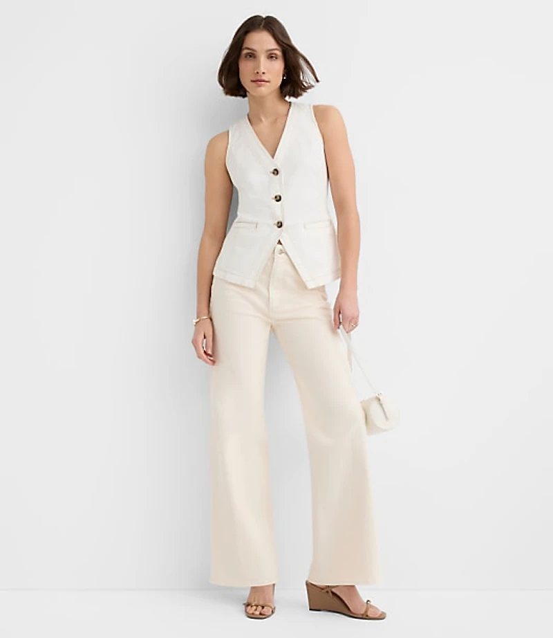 Denim Pocket Vest Ivory