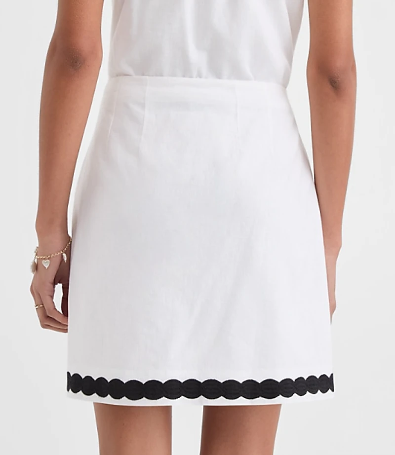 Scalloped Linen Cotton Mini Skirt