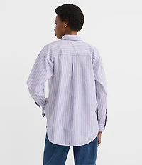 Petite Striped Poplin Everyday Oversized Pocket Shirt