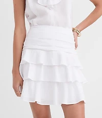 Petite Shirred Ruffle Mini Skirt
