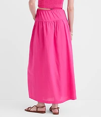 LOFT Beach Linen Cotton Drawstring Maxi Pocket Skirt