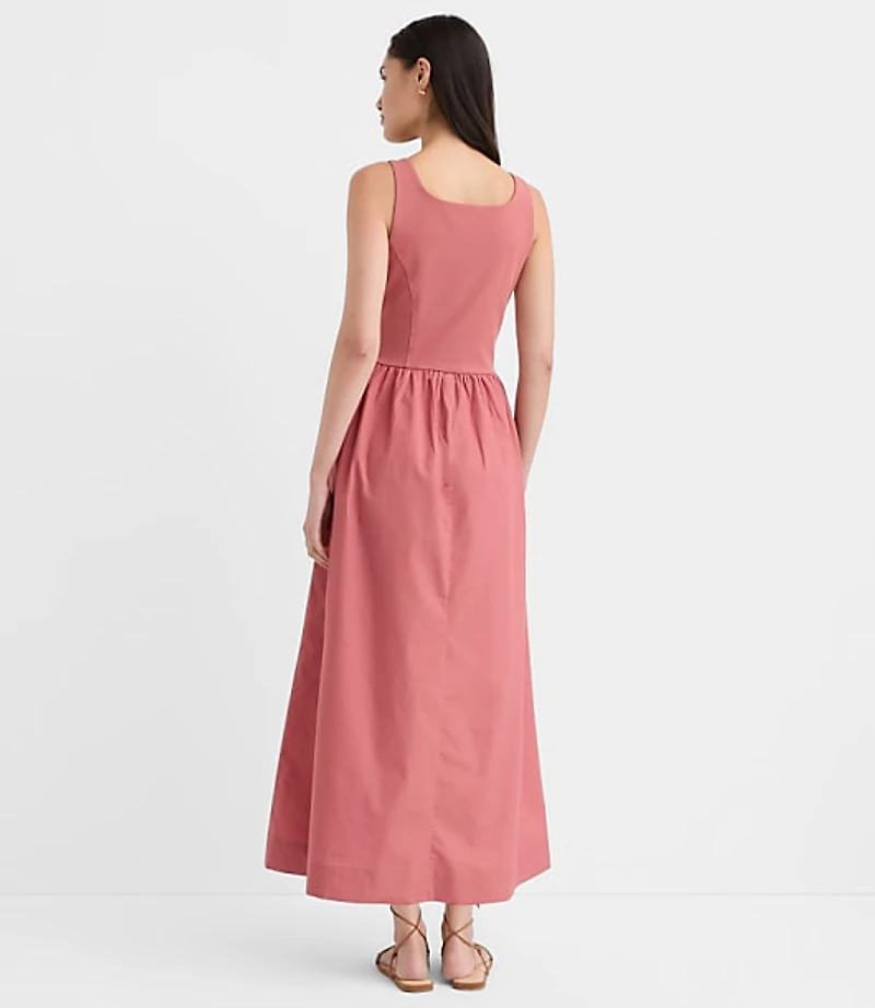 Tall Bustier Mixed Media Midi Pocket Dress