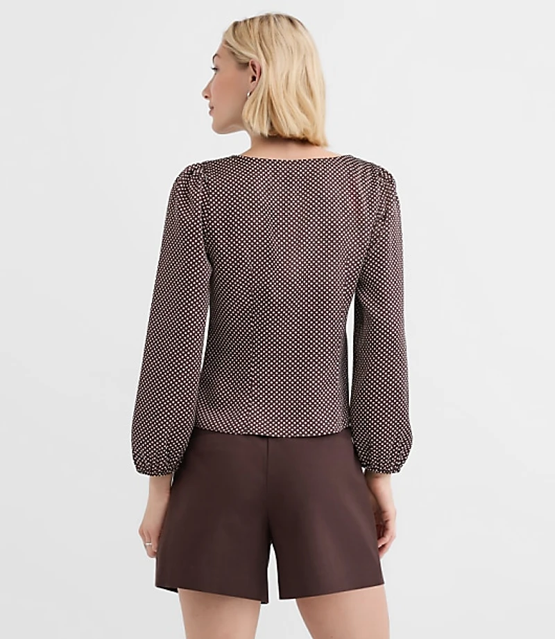 Pindot Ruched Blouse