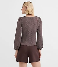 Pindot Ruched Blouse