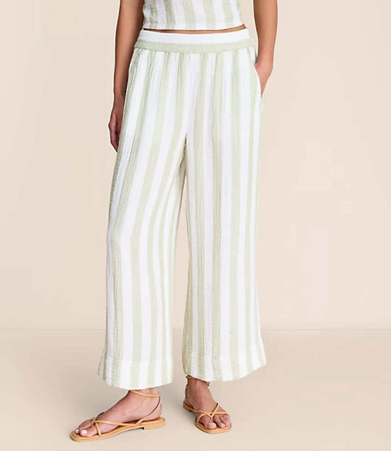 Lou & Grey Striped Triple Cloth Wide Leg Crop Pants