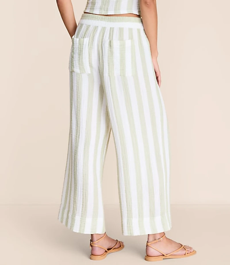 Lou & Grey Striped Triple Cloth Wide Leg Crop Pants