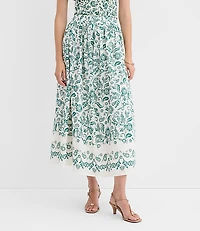 Petite Floral Pull On Midi Skirt