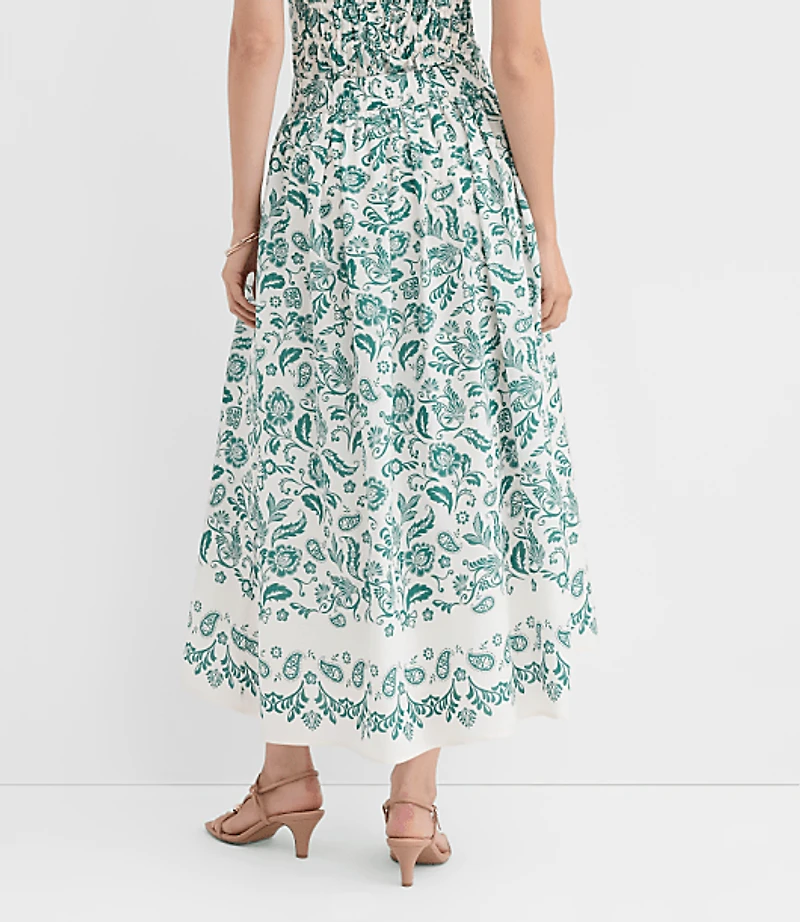 Petite Floral Pull On Midi Skirt