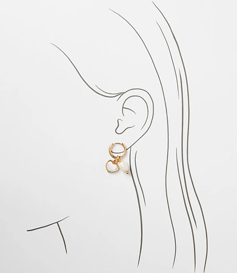Pearlized Heart Cluster Hoop Earrings