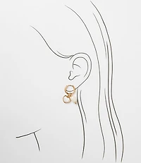 Pearlized Heart Cluster Hoop Earrings