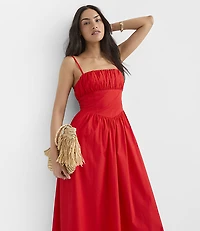 Petite Poplin Bustier Midi Pocket Dress
